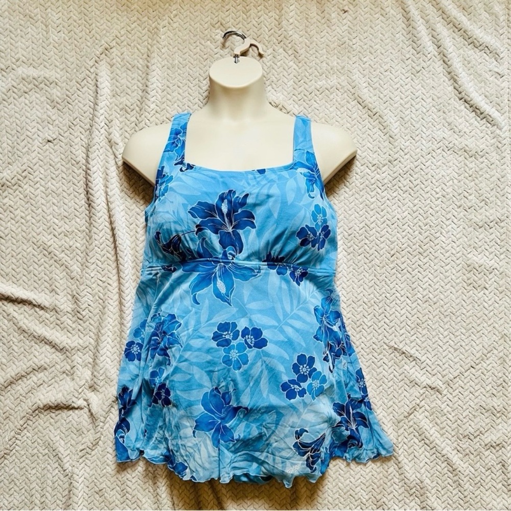 Cherokee Blue Floral Swim Dress